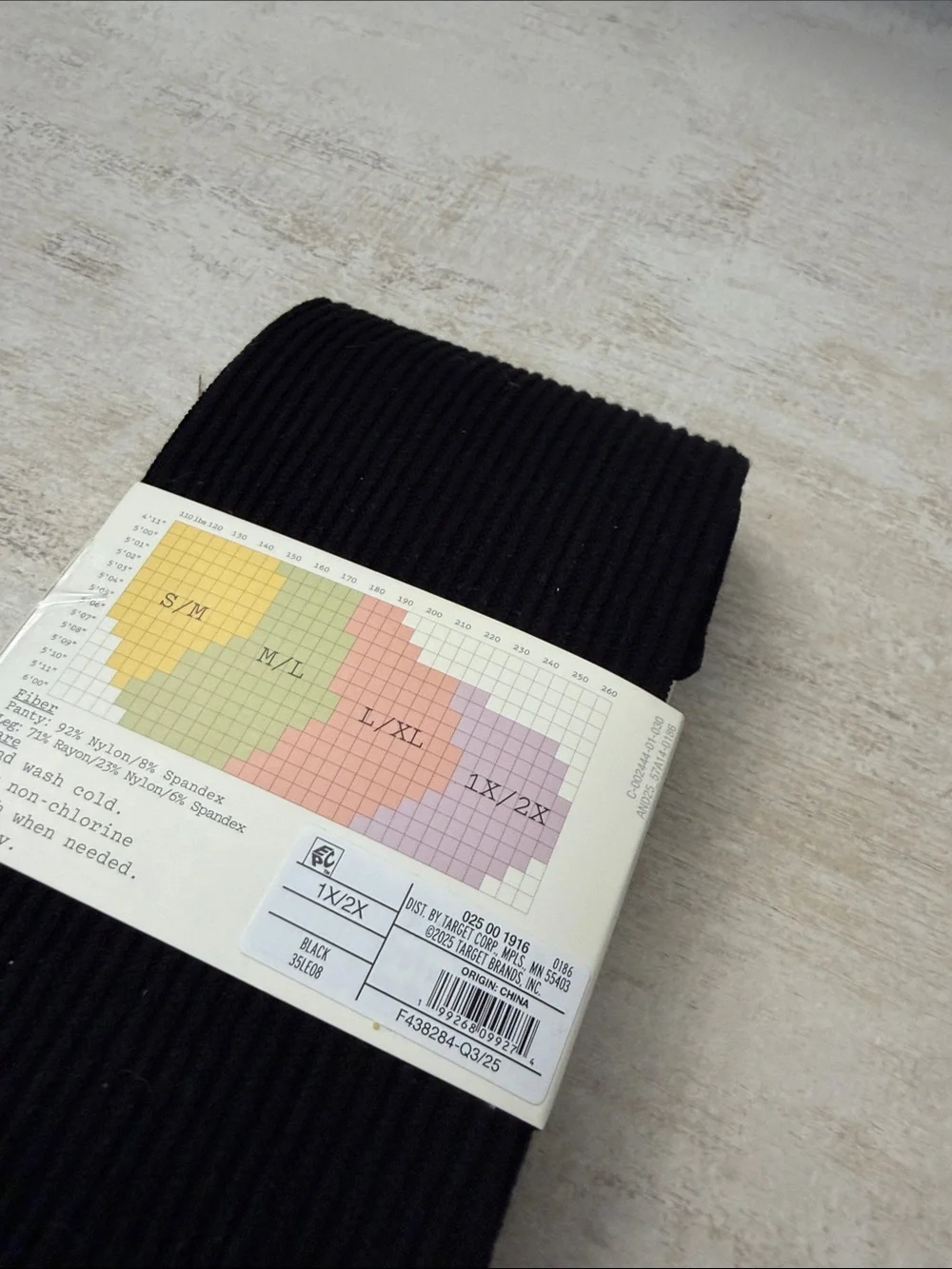 a new day Black Ribbed Sweater Tights
